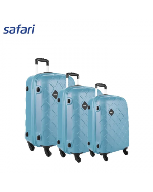 Safari Mosaic 4 Wheels Hard Luggage | 100% Polycarbonate Shell | Colored Beading | Fixed Combination Lock | Cyan Combo Set (SxMxL)