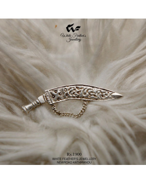 White Feathers Silver Brooch For Men