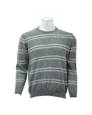 Grey Woolen Round Neck Full Sleeve Sweater For Men