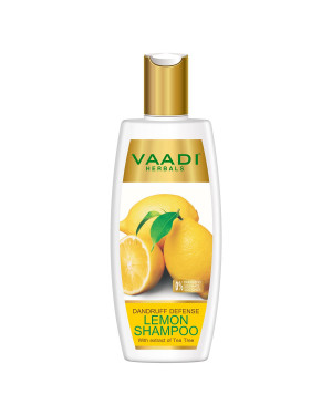 Vaadi Herbals Lemon With Tea Tree Extract Shampoo - Dandruff Defense Shampoo - All Natural Shampoo - Paraben Free - Sulfate Free - Scalp Therapy - Moisture Therapy - Suitable For All Hair Types - 11.8