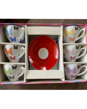 Generic 6194-1521abcdef - 12pc Cup Saucer Set Butterfly