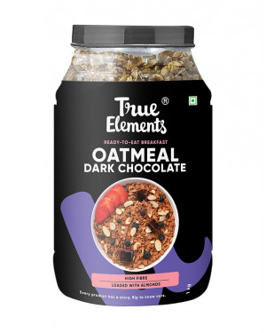 True Elements Oatmeal Dark Chocolate 145g - Instant Chocolate Oats | Hot Oatmeal for Breakfast | Quick Cooking Breakfast Cereals | Sugar Free
