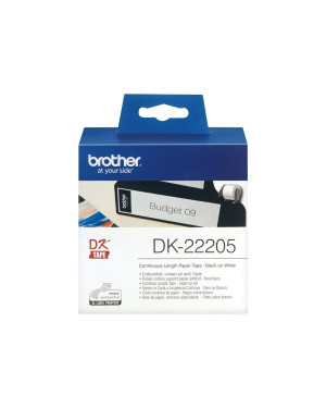 Brother DK Label Roll, Continuous Length Paper, Black on White, (62mm x 30m)