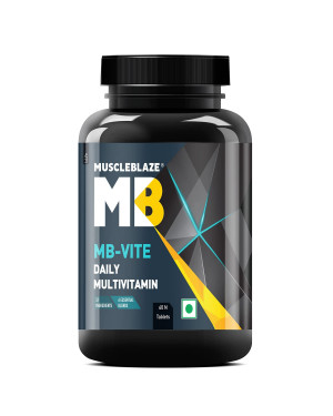 MuscleBlaze MB-Vite Daily Multivitamin with 51 Ingredients and 6 Essential Blends, 100% RDA of Immunity Boosters, for Enhanced Energy, Strength & Recovery, 60 Multivitamin Tablets