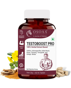 OSOAA Testo Tablets for Men - 8 Ayurvedic Herbs for Daily Wellness and Strength | Tribulus Terrestris 1000mg, Ashwagandha, Safed Musli, Ginseng, Kaunj Extract | 60 Veg Tablets