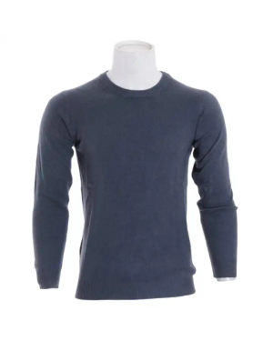 Blue Woolen Round Neck Full Sleeve Sweater For Men