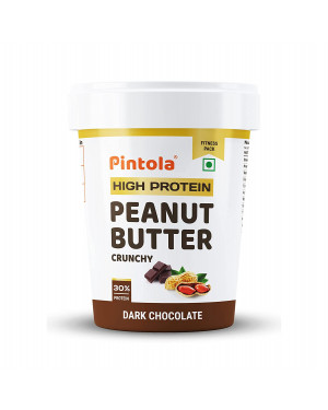 Pintola High Protein Peanut Butter Dark Chocolate (Crunchy, 1kg) | 30% Protein | High Fibre | No Salt