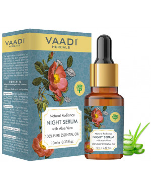 Vaadi Herbals Natural Radiance Night Serum With Aloe Vera - Reduces Dark Spots & Patches, Repairs Damaged & Uneven Skin, 10 ml
