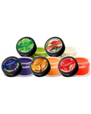 Vaadi Herbals Assorted Lip Balms, 10g (Pack of 5)
