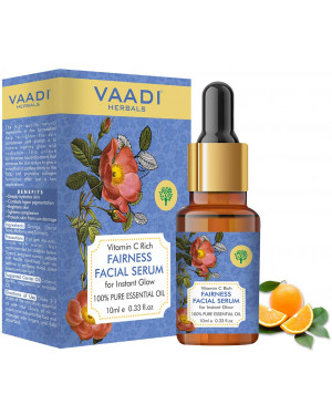 Vaadi Herbals Vitamin C Fairness Facial Serum - Brightens Skin, Lightens Complexion, Protects From Sun Damage, 10 ml