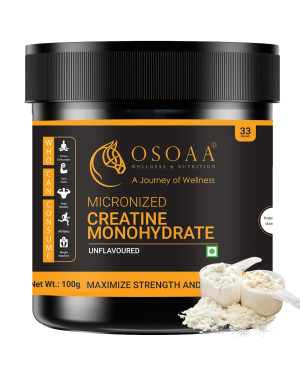 OSOAA Micronized Creatine Monohydrate 100gm, Creatine Supplement Unflavored, Pre Post Workout, Muscle Building Supplement, 33 Servings