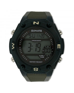 Sonata Grey Dial Grey Plastic Strap Watch For Men 77033PP01