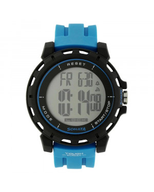 Sonata Touch Screen Watch With Blue Silicone Strap For Men 77037PP02