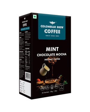 Colombain Brew Mint Chocolate Mocha Instant Coffee, No Sugar Vegan, 50g