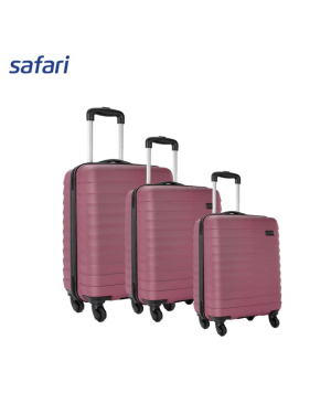 Safari Sonic 4 Wheels Hard Luggage | 100% Polycarbonate Shell | Fixed Combination Lock | Combo Set Wine Red (SxMxL)