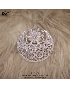 White Feathers Silver Brooch/sari Pin For Women