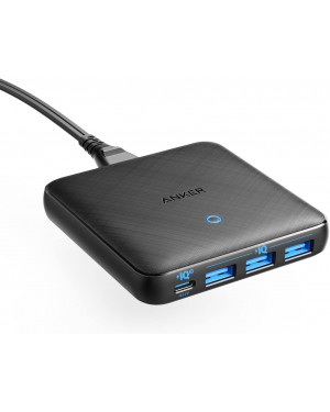 Anker 65W 4 Port PIQ 3.0 & GaN Fast Charger Adapter, PowerPort Atom III Slim Wall Charger with a 45W USB C Port, for MacBook, Laptops, iPad Pro, iPhone, Galaxy, Pixel and More