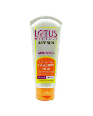 Lotus Herbal Safe Sun Whitening+ Active Tan Prevention Cream SPF-50 ,100g