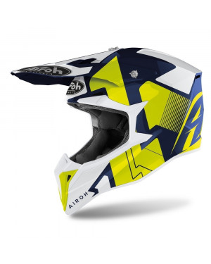 Airoh Wraap Raze Gloss Blue/Yellow Off Road Motorcycle Helmet(wrra18)