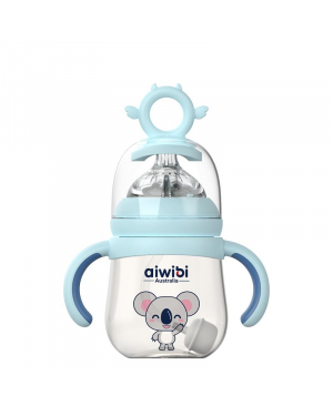 Aiwibi Bpa-Free Baby Feeding Bottle 180ml with Flexible Straw Design Allow 360° Drinking 