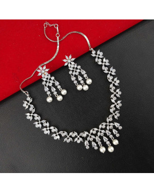  American Diamond Semi-Precious Stone Neck Set With Earring For Women