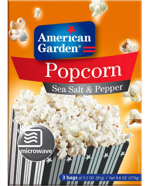 American Garden Microwave Sea Salt & Pepper Popcorn, Gluten-Free, 273g 