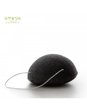 Ameya Naturals Konjac Sponge for Face & Body - Natural Cleanser, Scrub and Exfoliator - Natural/Charcoal