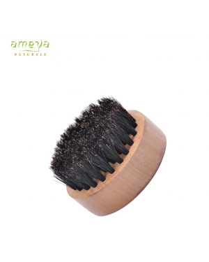 Ameya Naturals Round Beard Brush with Beechwood Handle