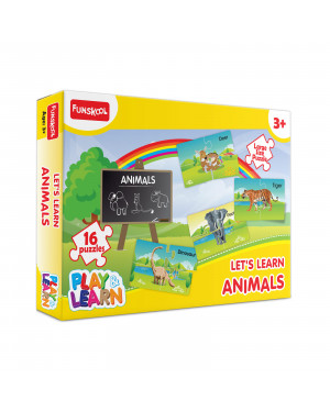 Funskool Play & Learn Animals,Educational,16 Pieces,Puzzle,for 3 Year Old Kids and Above,Toy