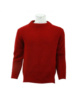 Red Woolen Full Sleeve Knitted Highneck Sweater For Men