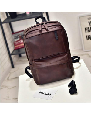 Men’s Exclusive PU Leather Shoulder Backpack Laptop Bag Brown 41001713