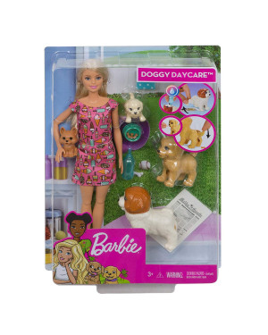 Barbie FXH08 Doggy Daycare Doll & Pets, Blond