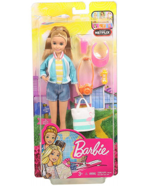 Barbie FWV16 Travel Stacie Doll With 5 Accessories Blonde
