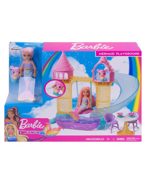 Barbie FXT20 Dreamtopia Chelsea Mermaid Doll, Merbear Figure and Playground Playset, Multi-Colour