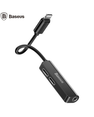 Baseus 3-in-1 iP Male to Dual iP & 3.5mm Female Adapter L52 Black