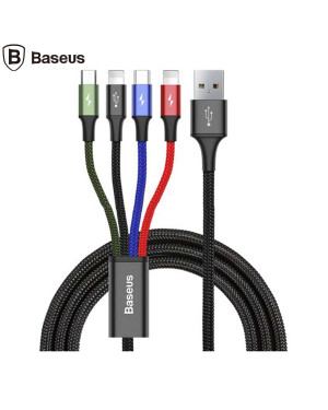 Baseus Fast 4-in-1 Cable For lightning(2)+Type-C+Micro 3.5A 1.2M Black
