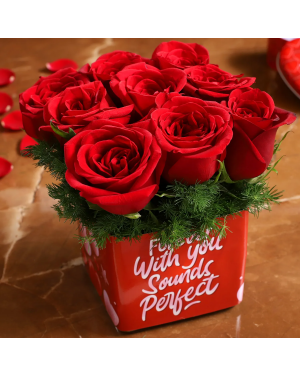 Red Roses In Love You Sticker Vase Flowers