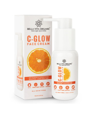 Bella Vita Organic C Glow Face Cream for Anti Blemishes, Pigmentation Removal, Even Skin Tone with Vitamin C, Chandan for All Skin Types, 50 ml