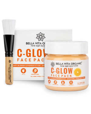 Bella Vita Organic C Glow Face Pack for Even Skin Tone, Dark Spots, Pigmentation & Tan Removal with Vitamin C, Turmeric Best for All Skin Types, 100 gm