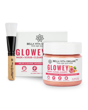 Bella Vita Organic Glowey Face Pack, Scrub & Face Wash 3-in-1 for Glowing Skin & Radiance - 100gm