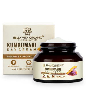 Bella Vita Organic Kumkumadi Day Face Cream for Dry to Normal Skin for Naturally Brightens & Nourishes skin With Kumkumadi Face Oil For Glowing Skin for Women,Men, 50 Gm