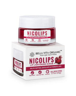 Bella Vita Organic Nico Lips Lip Lightening Scrub For Dark, Dry, Chapped & Damaged Lips - 20gm