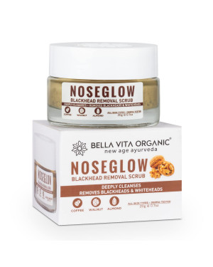 Bella Vita Organic NoseGlow Scrub for Blackhead & Whitehead Removal, Deep Exfoliation & Pore Cleansing, 20gm