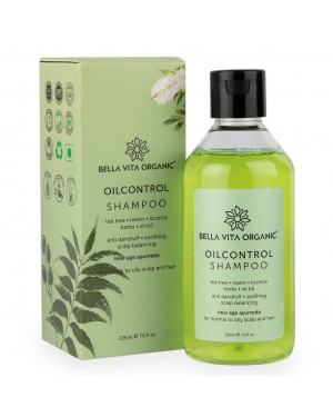 Bella Vita Organic Oil Control Shampoo For Oily Hair & Scalp Anti Dandruff, Neem, Tea Tree & Basil - 225ml