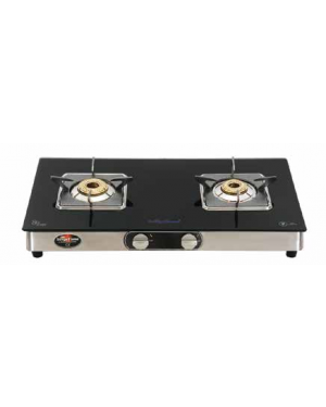 Surya Flame - 18365 Bello Series Black Glass Top Range With Push Auto & Isi - Lpg Stove 2b Bello Blk Sf Ss Na