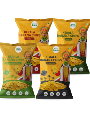Beyond Snack Kerala Banana Chips - Pack of 4 Combo 4x25gms - Original Style, Peri Peri, Sour Cream Onion & Parsley and Salt and Pepper Chips
