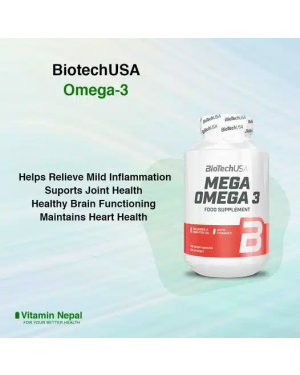 BioTechUSA Mega Omega-3 Supplement – 180 Softgels
