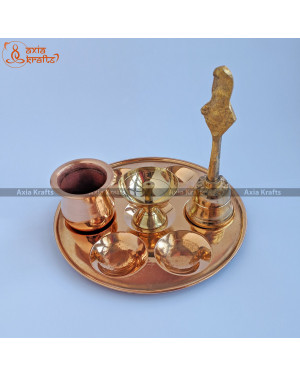 Axia Krafts Brass Copper Puja Set 16 cms | Pooja items