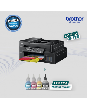 Brother DCP-T820DW All-in-One Refill Ink Tank Printer with Wi-Fi & Auto Duplex Printer + Genuine 1 Ink Set Bottle | Combo Offer