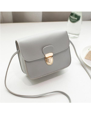 Grey Style Metal Buckle Retro Bag Leather Women Messenger Bag 41001279